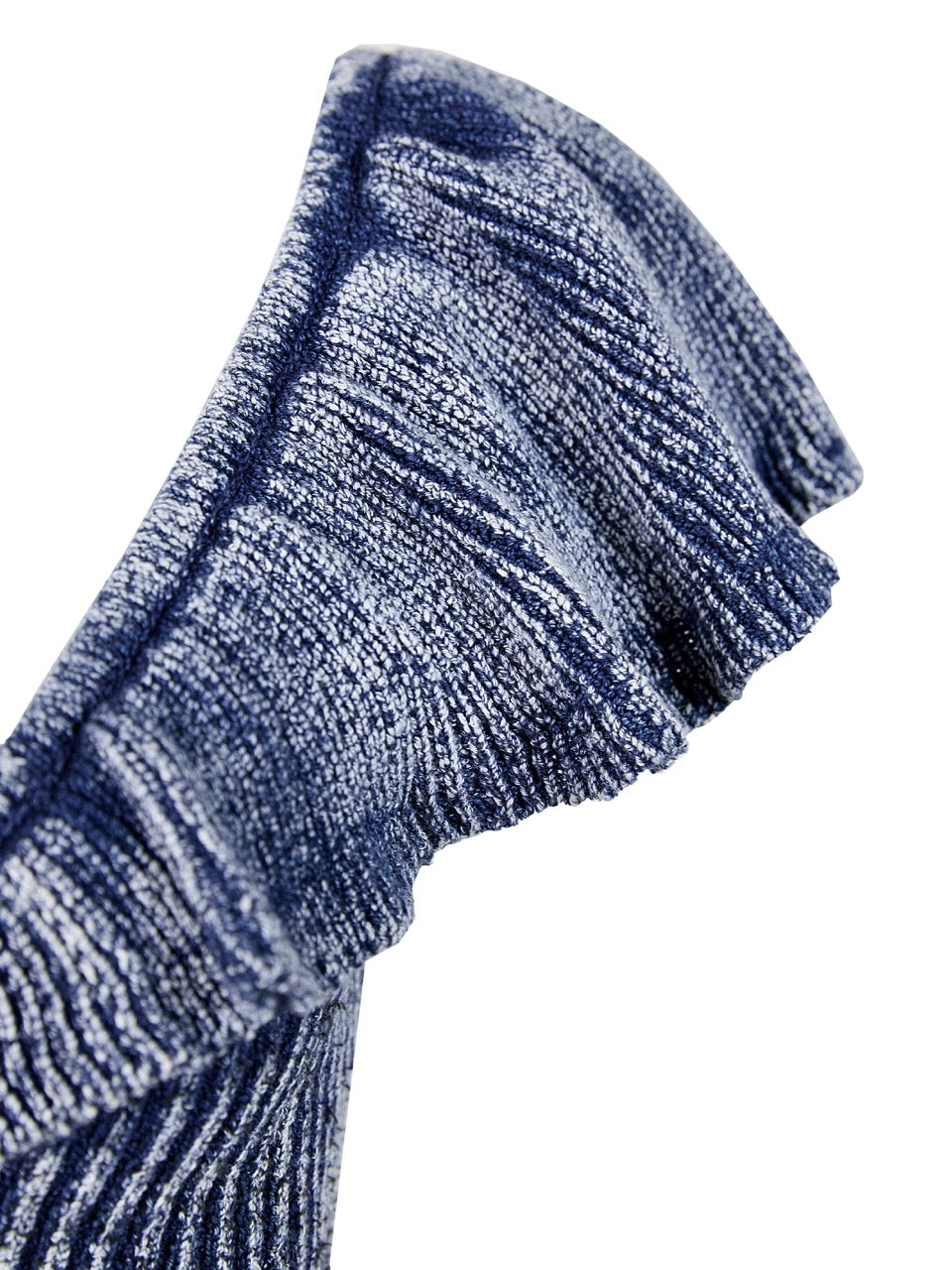 MIAOYAN25 Spring/Summer Distressed Knitted Denim V-Neck Drawstring Lotus Sleeve Wrap Dress