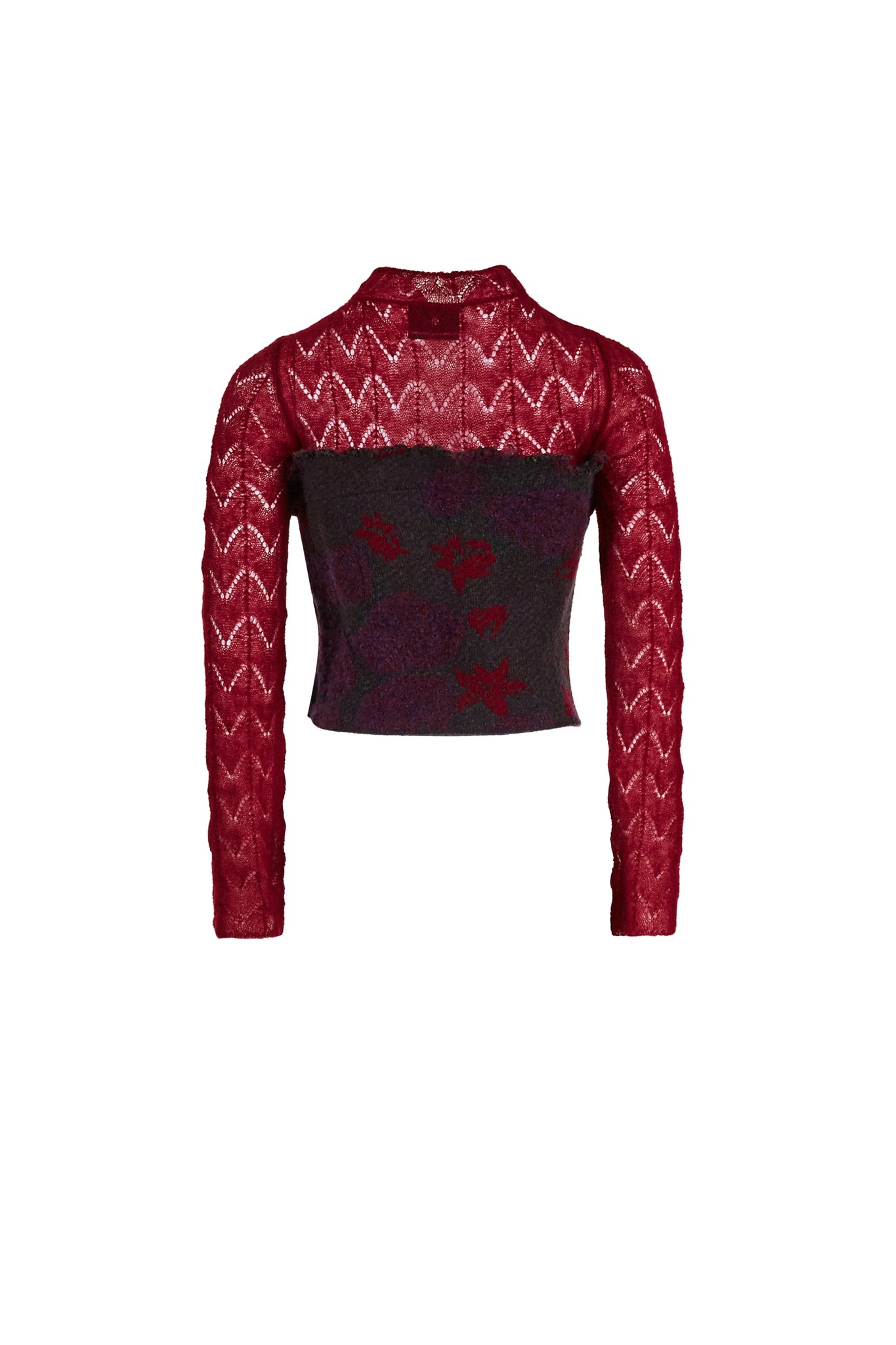 MIAOYAN24 autumn and winter spliced knitted jacquard irregular tearing wool top