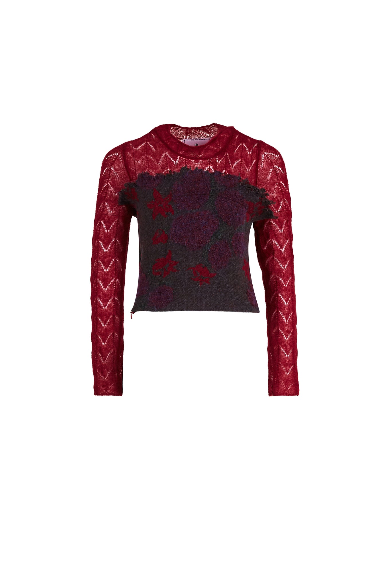 MIAOYAN24 autumn and winter spliced knitted jacquard irregular tearing wool top