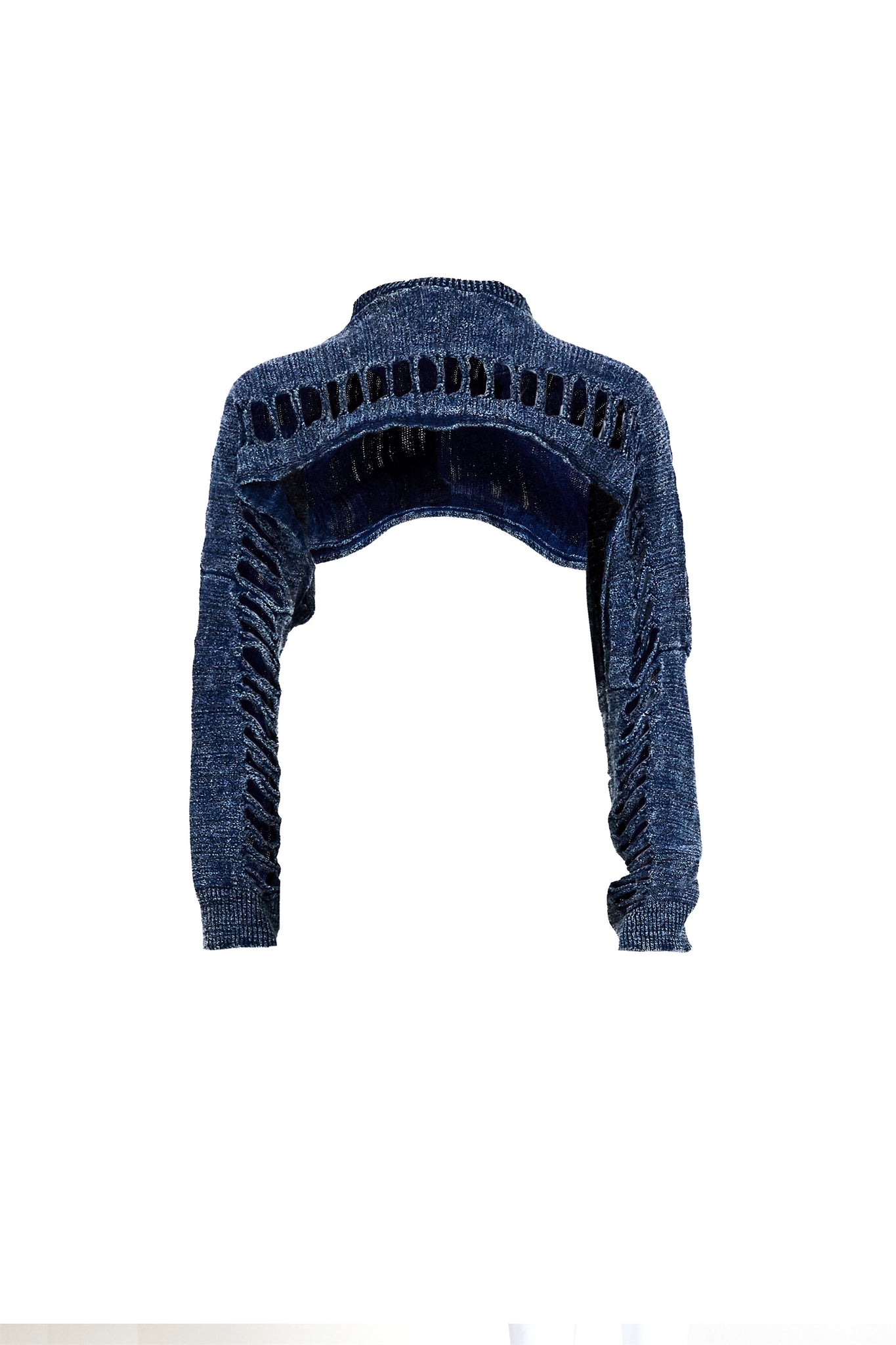 MIAOYAN24 autumn and winter knitted washed denim hollow niche design pullover short shawl top