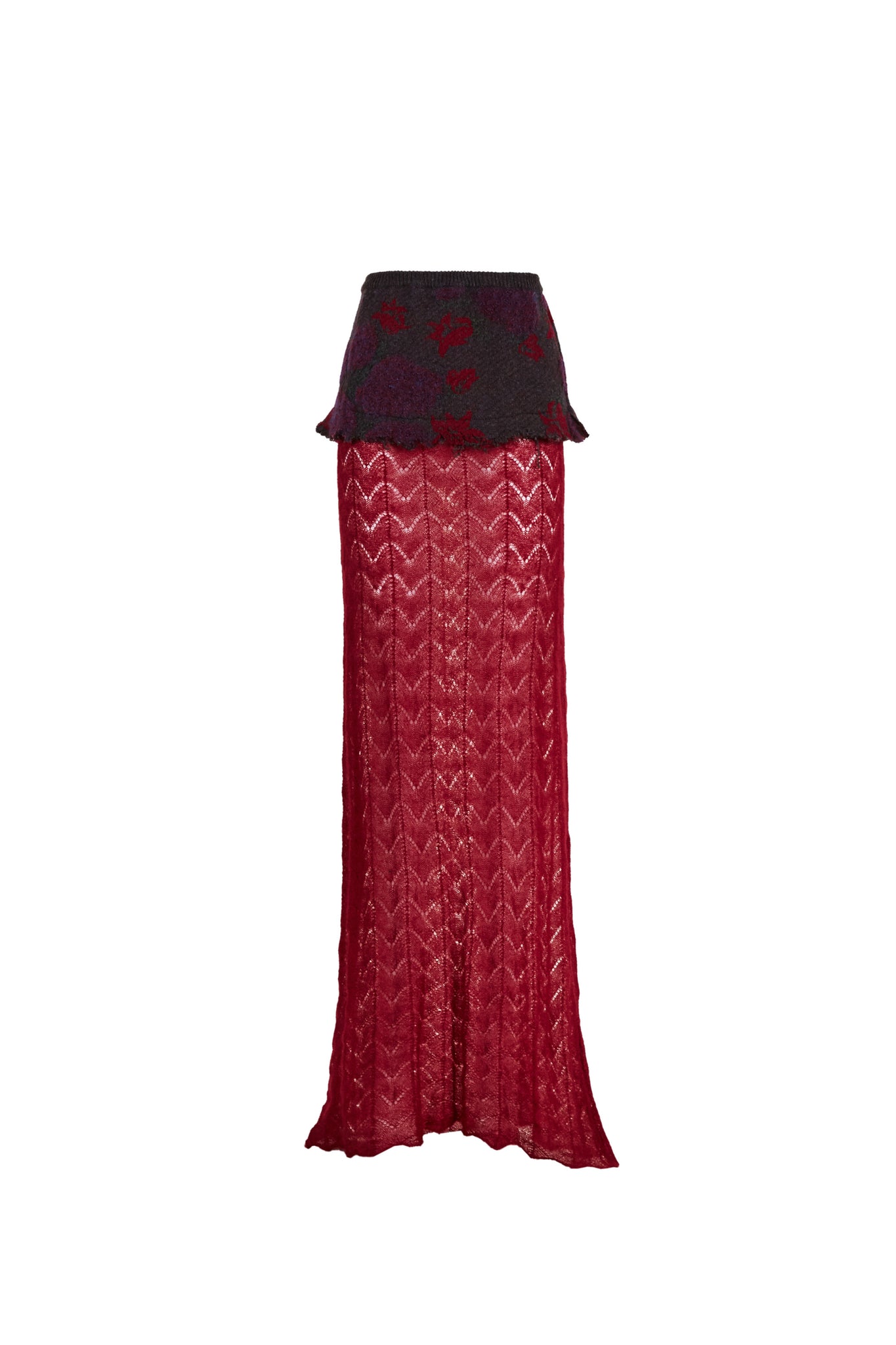 MIAOYAN24 autumn and winter spliced knitted jacquard irregular tear flower wrap skirt