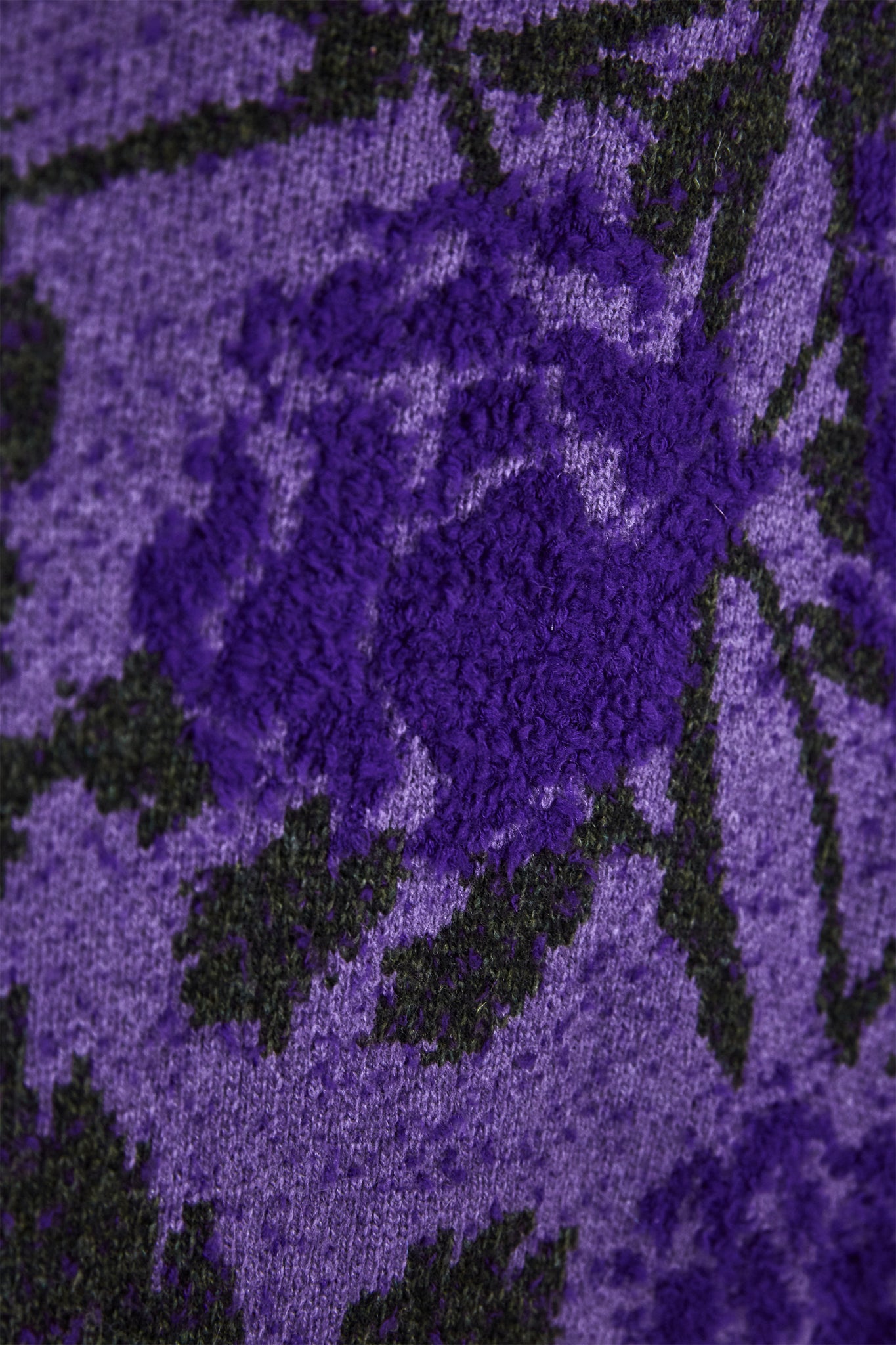 MIAOYAN24 autumn and winter purple knitted three-dimensional jacquard round neck tassel wide-leg wool trousers