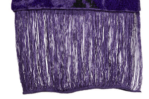 MIAOYAN24 autumn and winter purple knitted three-dimensional jacquard round neck tassel short wool top