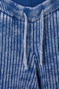 MIAOYAN24 autumn and winter wave blue double-layer washed knitted denim striped carrot trousers