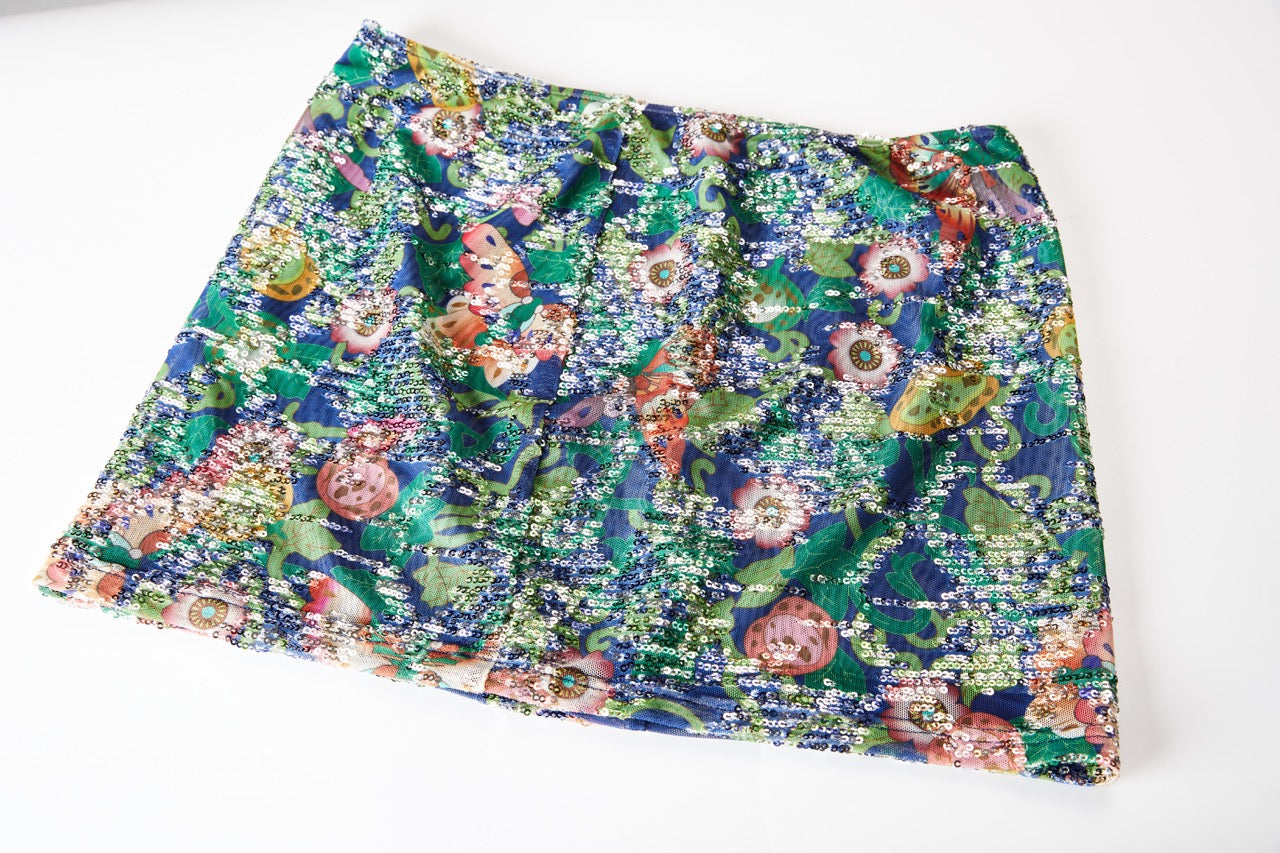 MIAOYAN25 Spring and Summer Butterfly Sequin Print A-Line Skirt