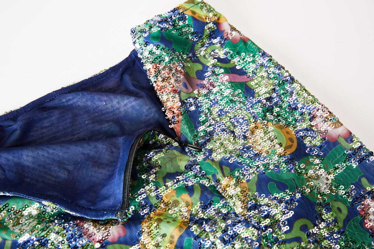 MIAOYAN25 Spring and Summer Butterfly Sequin Print A-Line Skirt