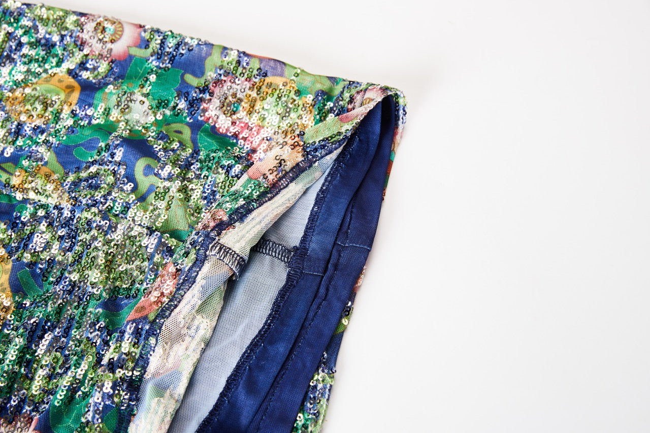 MIAOYAN25 Spring and Summer Butterfly Sequin Print A-Line Skirt