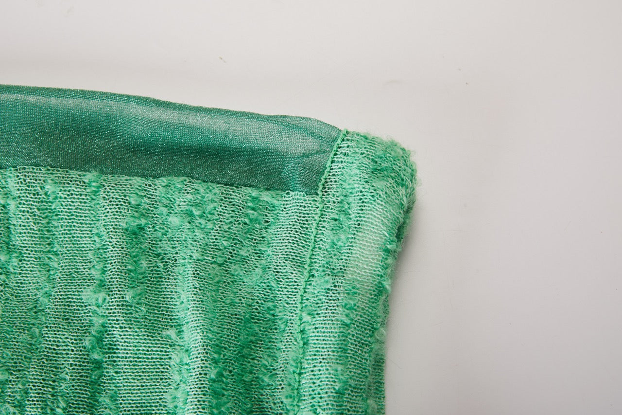 MIAOYAN25 Spring and Summer Green Knitted Mohair Splicing Skirt