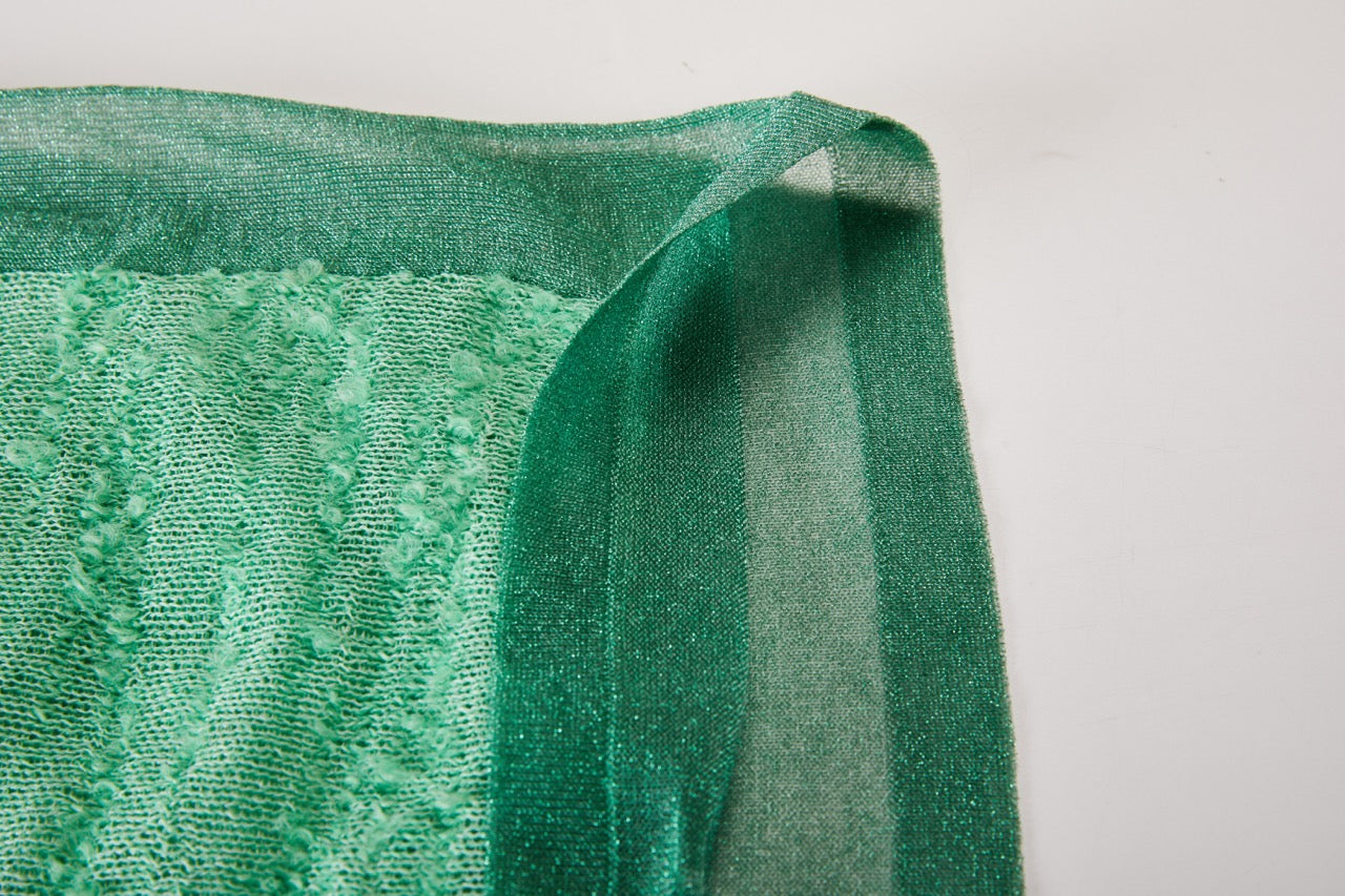 MIAOYAN25 Spring and Summer Green Knitted Mohair Splicing Skirt