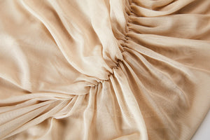 MIAOYAN25 Spring and Summer Beige Elastic Mesh Pleated Skirt