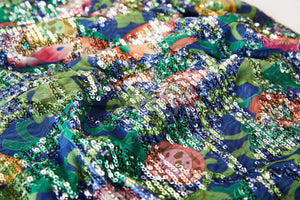 MIAOYAN25 Spring and Summer Green Butterfly Sequin Print Suspender Skirt