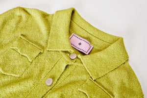 MIAOYAN25 Spring and Summer Apple Green Knitted Lapel Cardigan Top