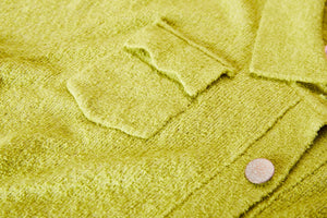 MIAOYAN25 Spring and Summer Apple Green Knitted Lapel Cardigan Top