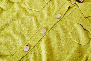 MIAOYAN25 Spring and Summer Apple Green Knitted Lapel Cardigan Top