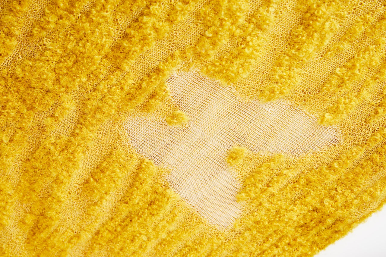 MIAOYAN25 Spring and Summer Yellow Knitted Mohair Jacquard Wide-Leg Pants