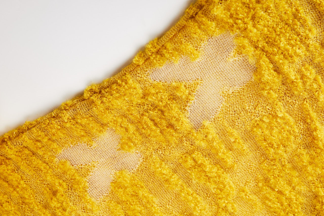 MIAOYAN25 Spring and Summer Yellow Knitted Mohair Butterfly Jacquard Dress