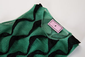 MIAOYAN25 Spring and Summer Green Knitted Three-Dimensional Twisted Flower Pleated Slanted Tail Dress