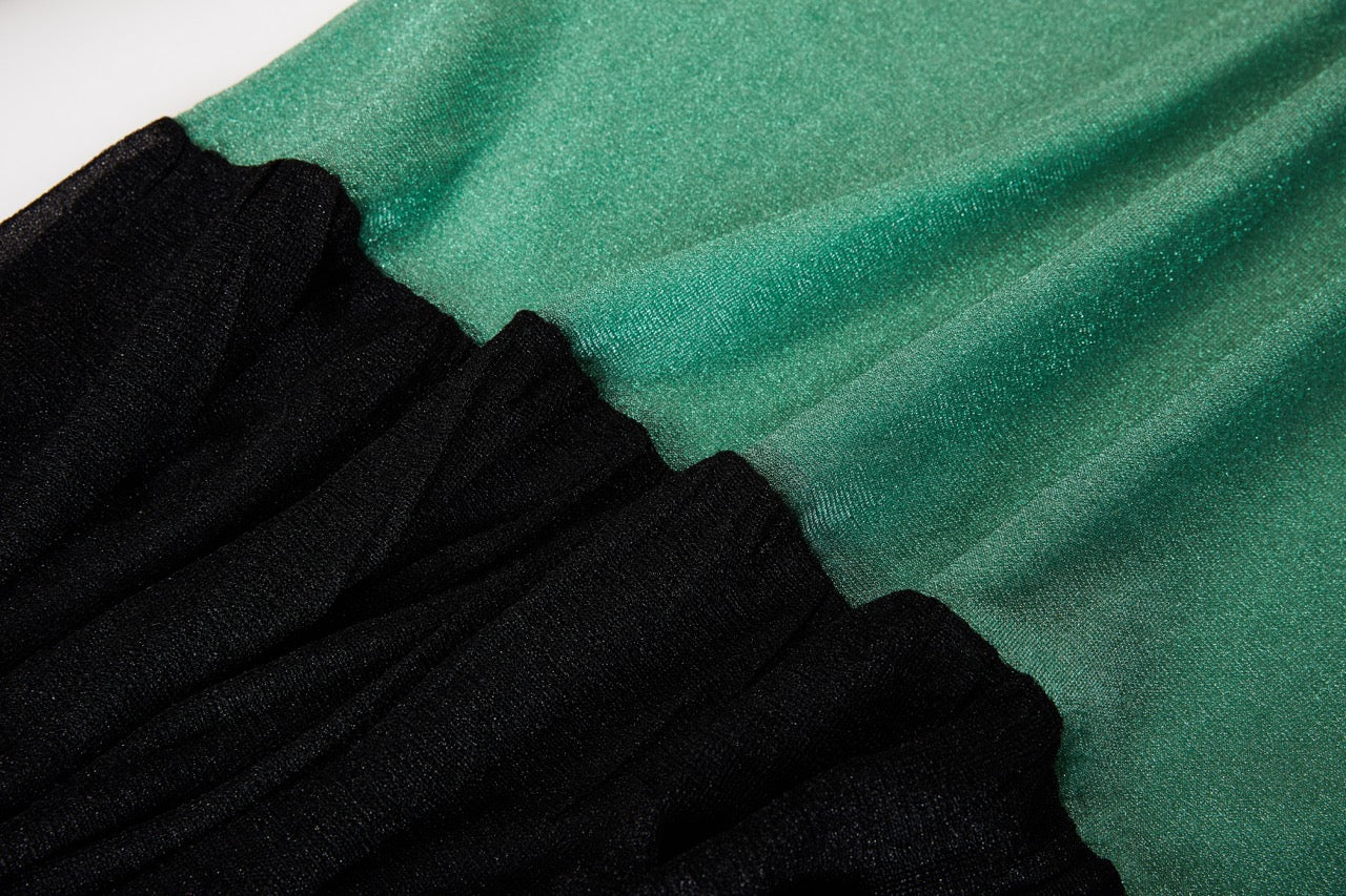 MIAOYAN25 Spring and Summer Knitted Three-Color Stitching Halter Dress