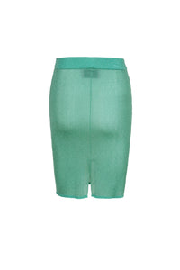 MIAOYAN25 Spring/Summer Peacock Green/Black/White Knitted A-Line Skirt