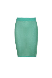 MIAOYAN25 Spring/Summer Peacock Green/Black/White Knitted A-Line Skirt