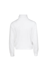 MIAOYAN25 Spring and Summer Peacock Green/Black/White Knitted Semi-Perspective Turtleneck Top