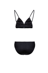 MIAOYAN25 Spring and Summer Brilliance Emerald/Black/White Silk Underwear Set