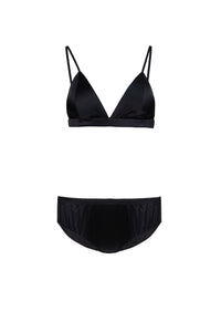 MIAOYAN25 Spring and Summer Brilliance Emerald/Black/White Silk Underwear Set