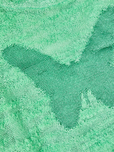 MIAOYAN25 Spring and Summer Green Knitted Mohair Butterfly Jacquard Dress