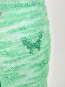 MIAOYAN25 Spring and Summer Green Knitted Mohair Jacquard Wide-Leg Pants