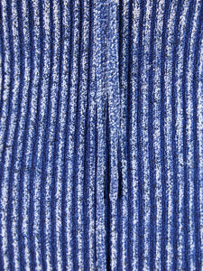 MIAOYAN25 Spring and Summer Blue Knitted Denim Vertical Striped Pleated Shorts