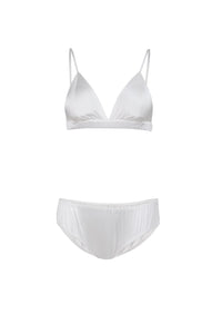 MIAOYAN25 Spring and Summer Brilliance Emerald/Black/White Silk Underwear Set