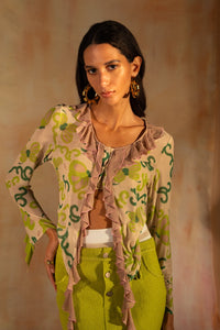 MIAOYAN25 Spring and Summer Apple Green Knitted Double-Layer Slim Skirt
