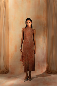 MIAOYAN25 Spring and Summer Knitted High Neck Sleeveless Irregular Dress