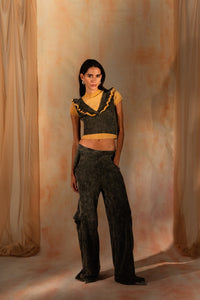 MIAOYAN25 Spring and Summer Washed Knitted Three-Dimensional Pocket Wide-Leg Pants
